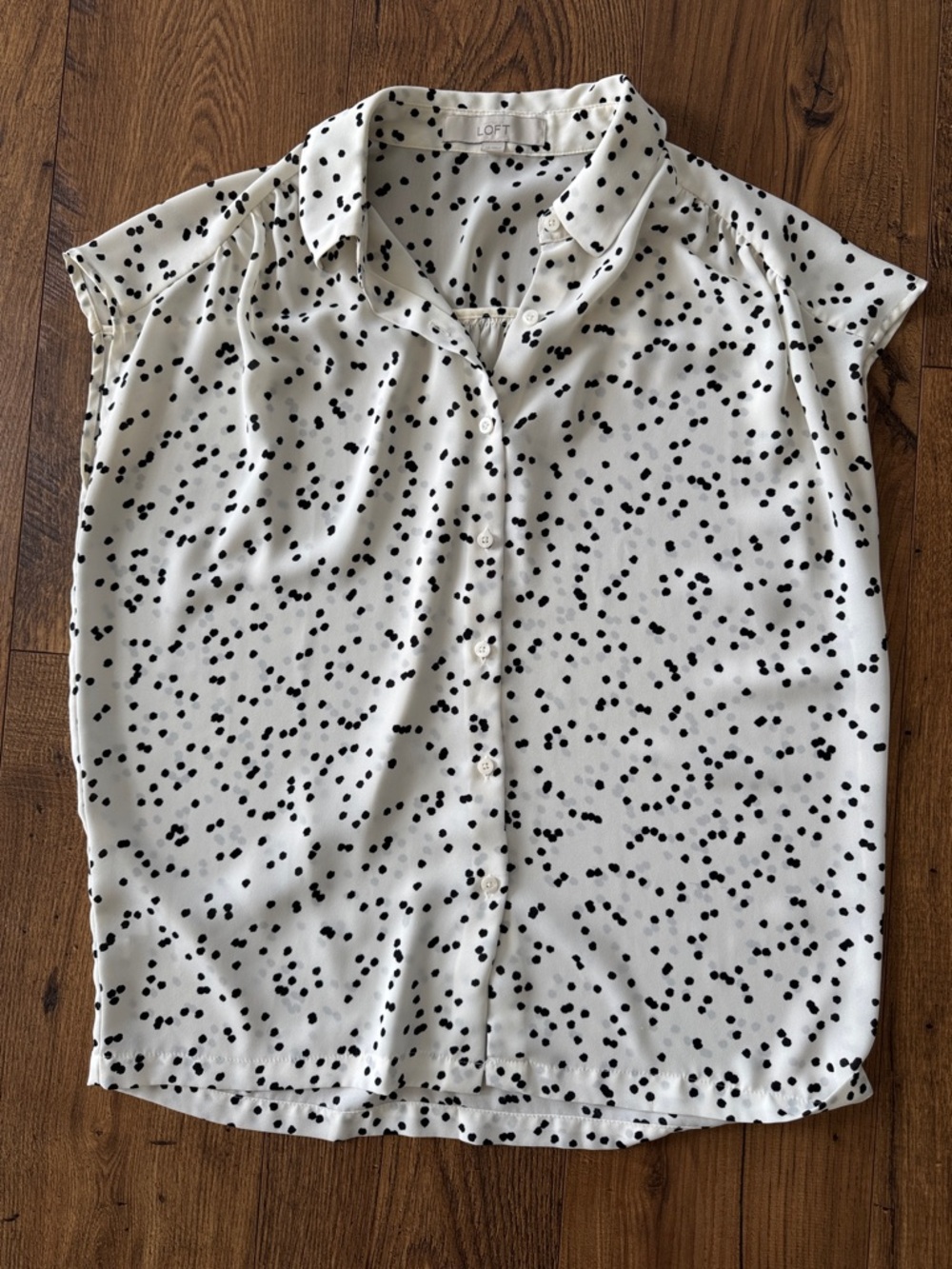 Loft women’s black / white polka dot blouse, size XS